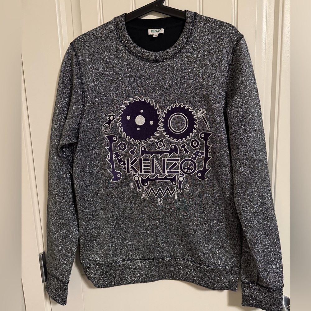 Kenzo Metallic Logo Sweatshirt Silver Size M